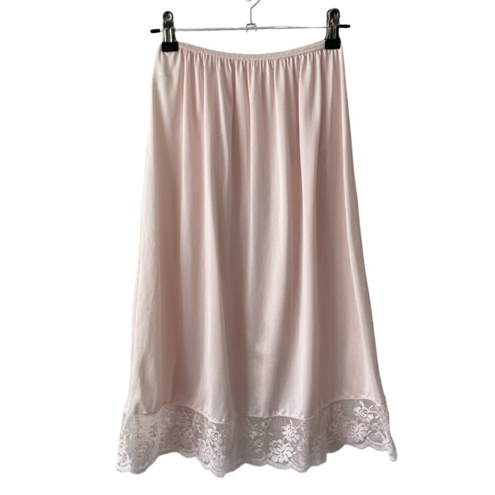 Vintage Smart Pull On High Rise Slip Skirt Pink Womens XS - Picture 1 of 7